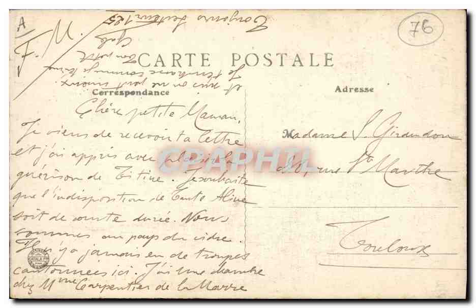 CPA Guerville Verrerie et chateau de la Grande Vallee — Rückseite