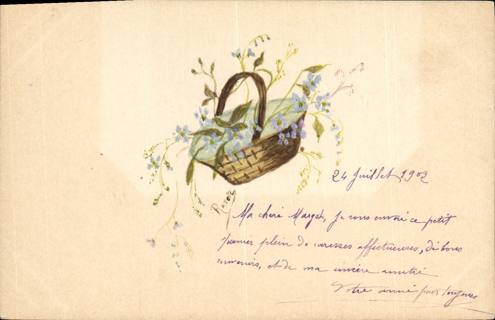 CPA Fantaisie (dessin a la main) Fleurs 