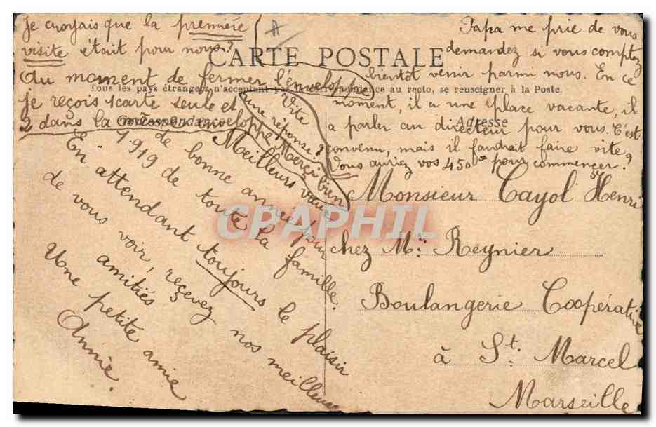 Femme tenant un bouquet de fleurs — Bonne année 1919 — Carte postale — Reverso