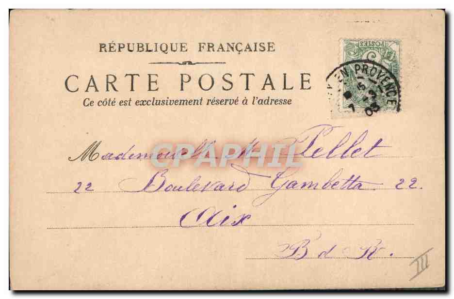 Fleurs de rosier — dessin à l'aquarelle — Carte postale française — Verso
