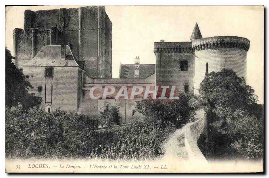 CPA Chateau Loches Le donjon Lentree et la Tour Louis XI
