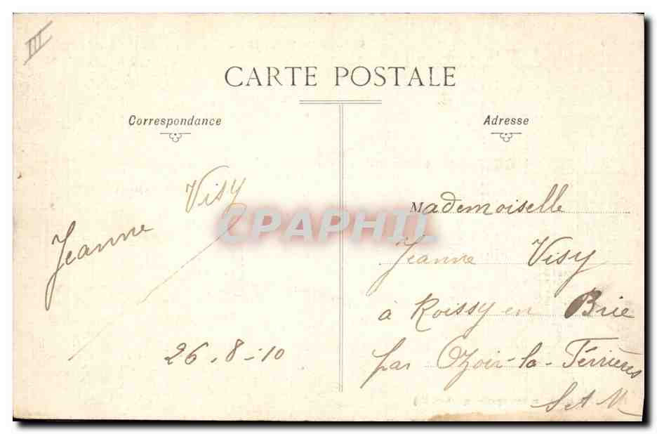 Château de BEAUBOURG — vue du château avec trois hommes et un enfant — éditeur A. Goupil, Beaubourg (S.-et-M.) — Verso