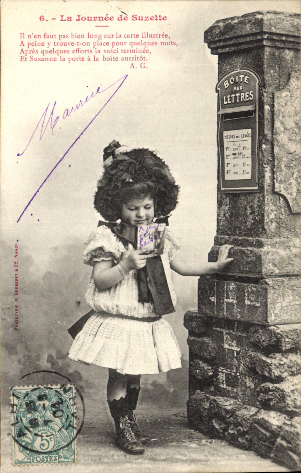 CPA Fantaisie Enfant La journee de Suzette Boite aux lettres 