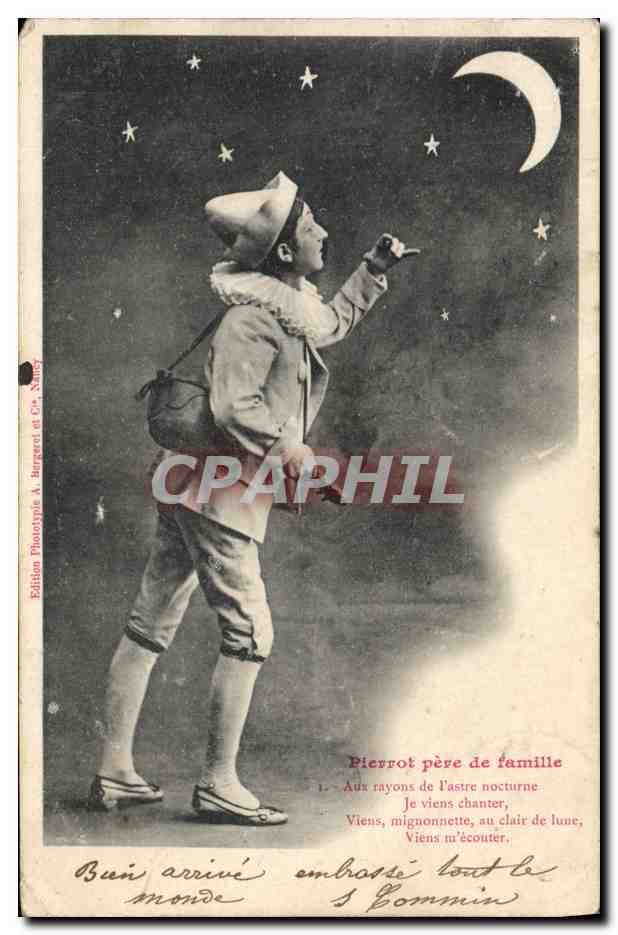 CPA Fantaisie Pierrot Pere de famille