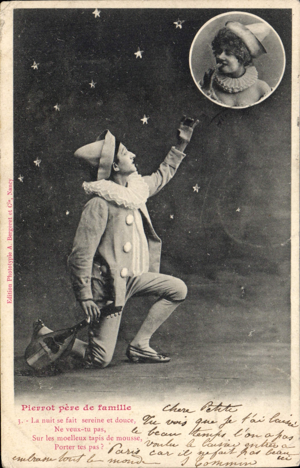 CPA Fantaisie Pierrot Pere de famille 