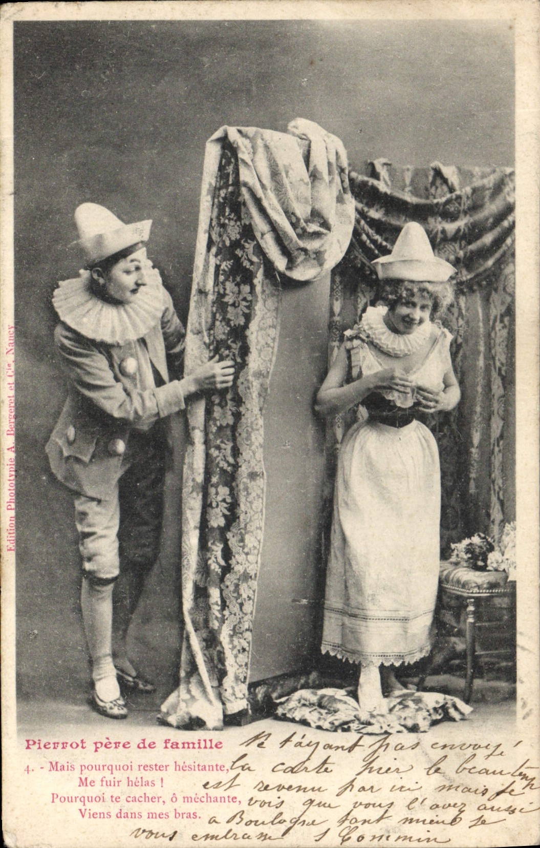 CPA Fantaisie Pierrot Pere de famille 