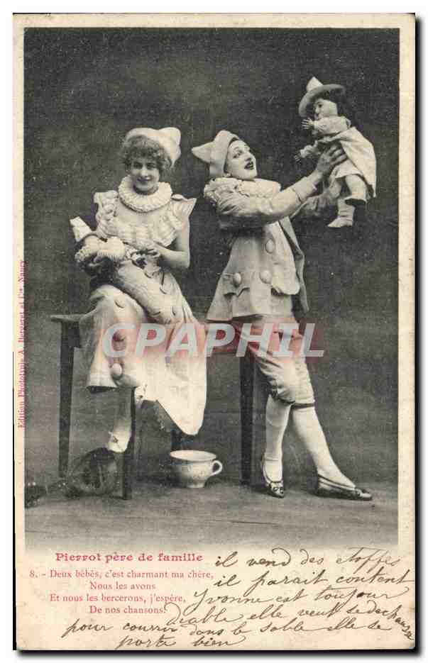 CPA Fantaisie Pierrot Pere de famille 