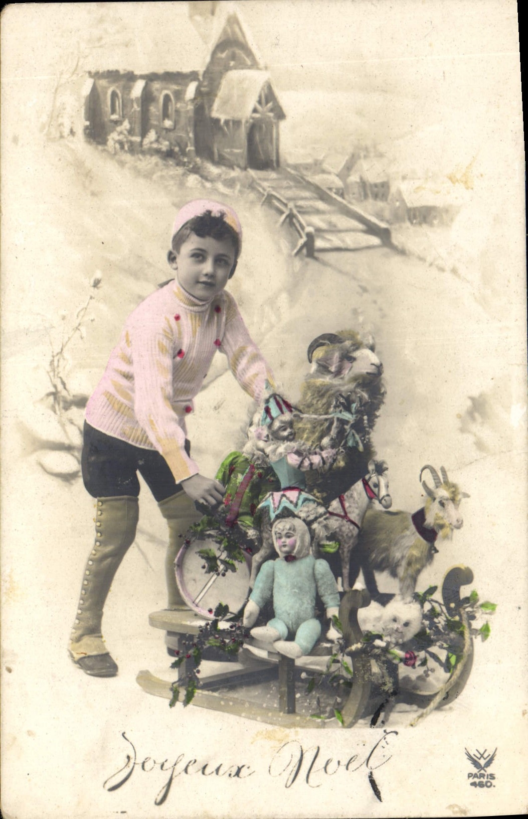 CPA Poupee Enfant Chevre