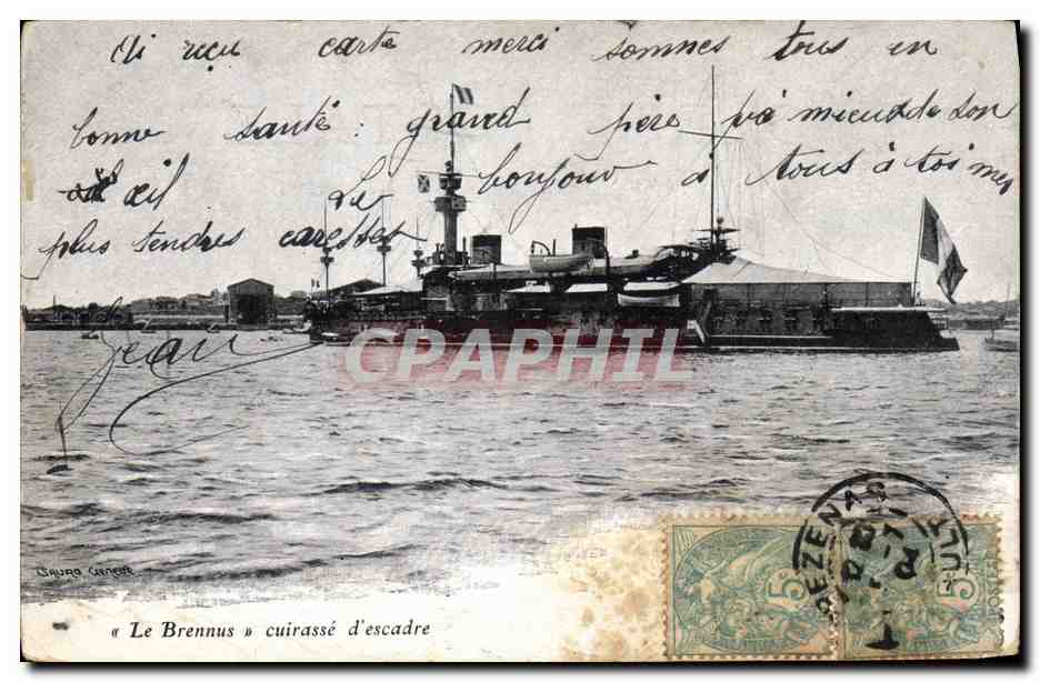 CPA Bateau de Guerre Le Brennus Cuirasse d'escadre