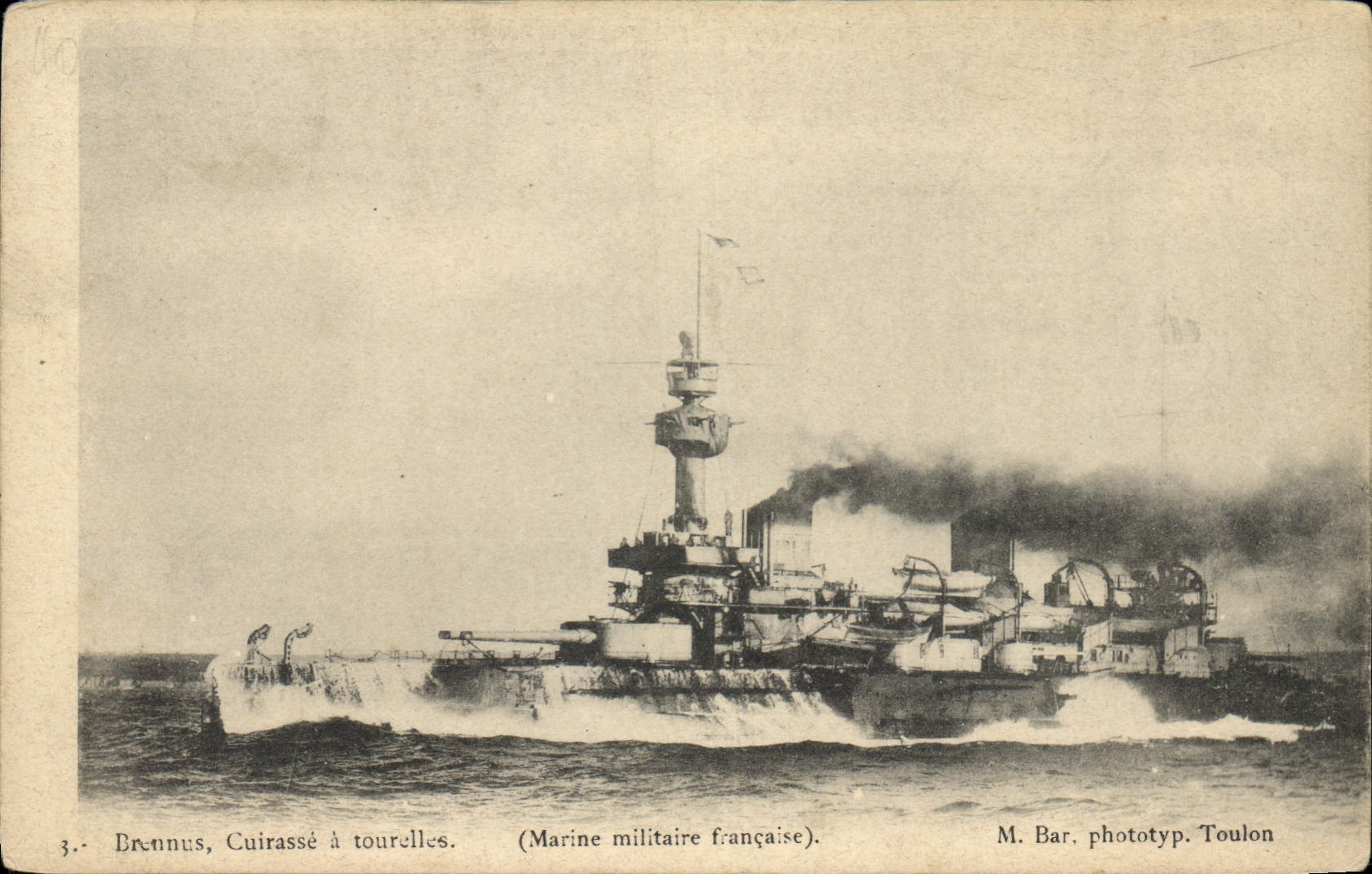 Brennus, Cuirassé à tourelles — Marine militaire française — M. Bar. phototyp. Toulon