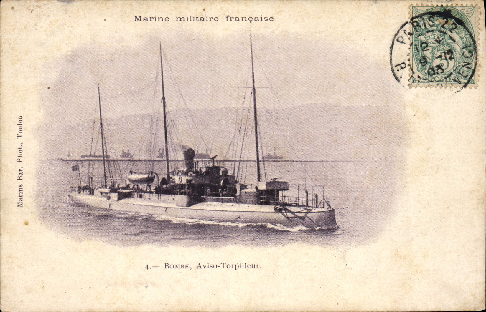 Marine militaire française — Aviso-Torpilleur 'Bombe' — Marines Par. Phot. Toulou, n°4