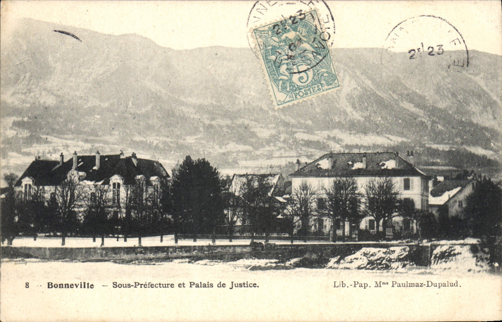 Bonneville — Sous-Préfecture et Palais de Justice — Lib. Pap. Mme Paulmaz-Dupalud