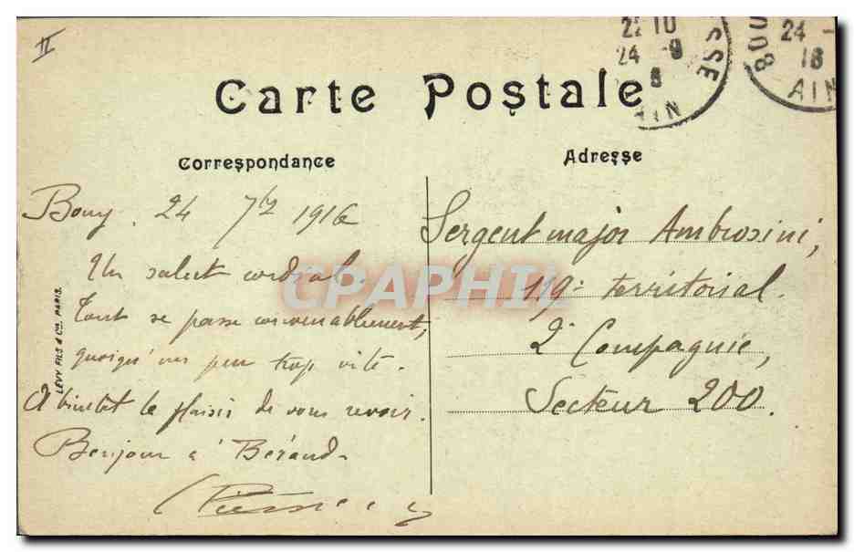 CPA Prefecture Bourg — Verso