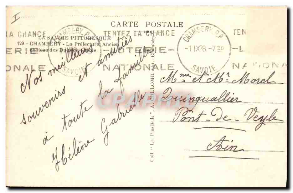 CPA Prefecture Chambery Ancien chateau des Ducs de Savoie — Verso