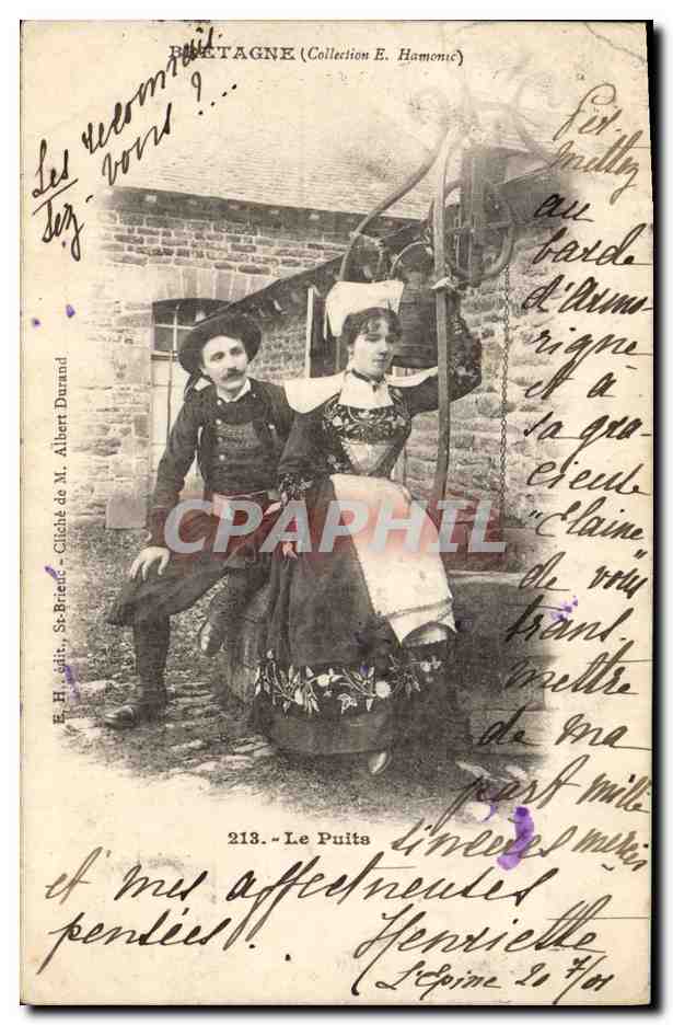 CPA Folklore Bretagne Le puits