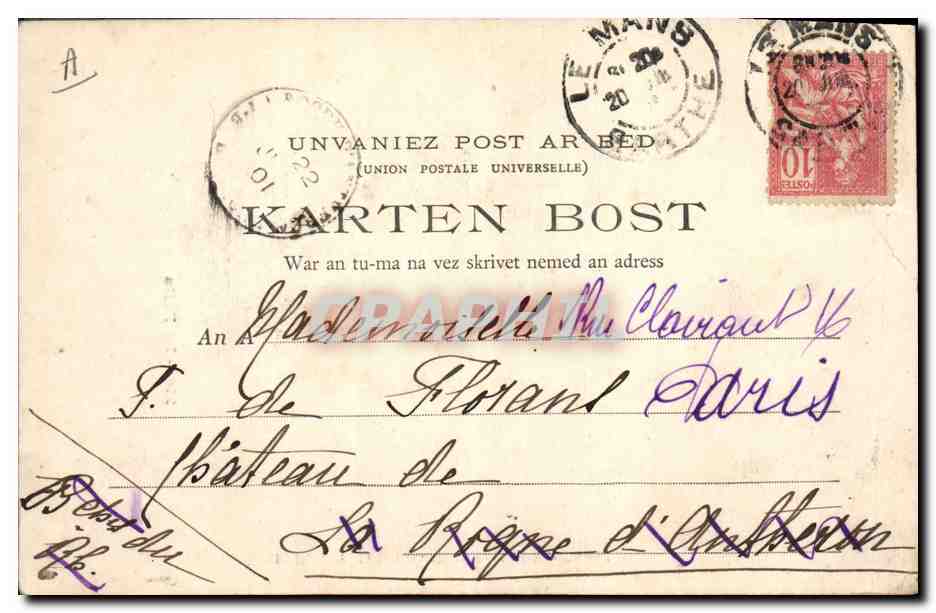 CPA Folklore Bretagne Le puits — Verso