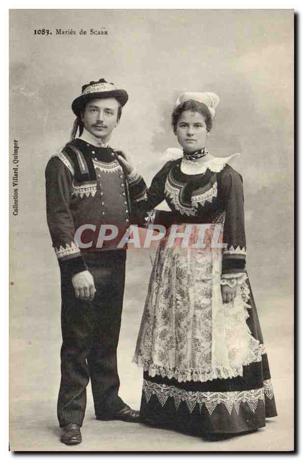 CPA Folklore Maries de Scaer Mariage