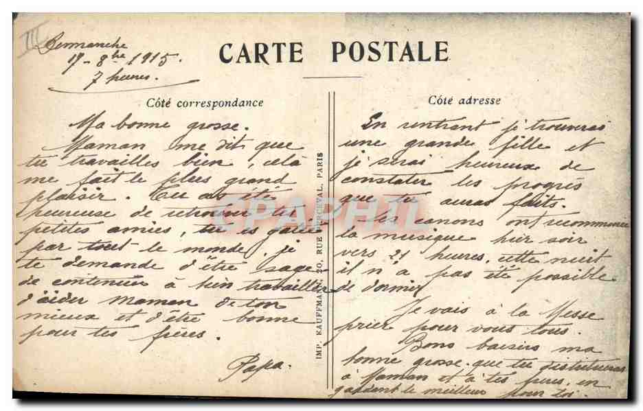 CPA Militaria A nos villages — Achterkant