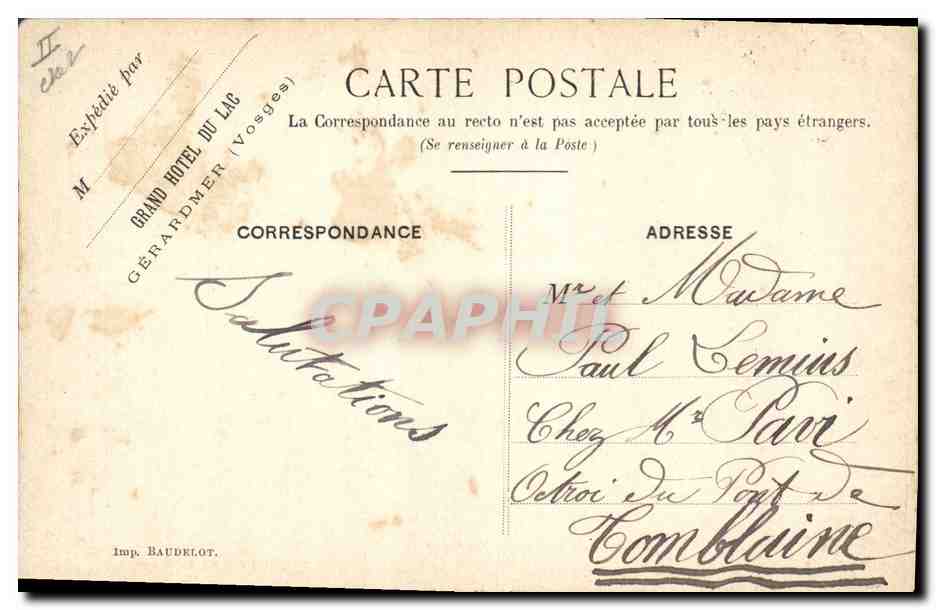 CPA Militaria Manoeuvres de montagnes Au pied du Hohneck — Verso