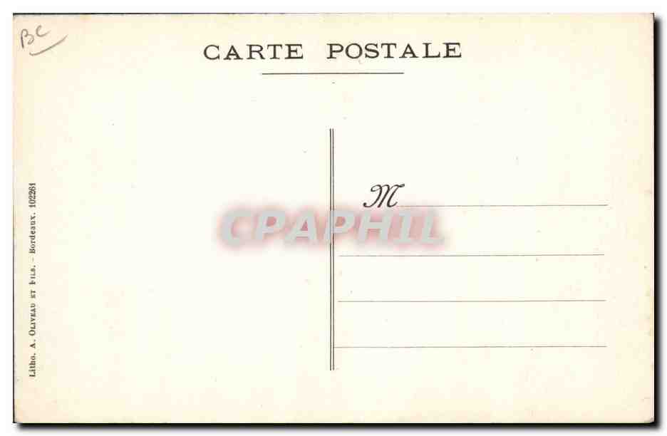 Cazaux-City — V. En canot. — Librairie A. Oliveau et Fils, Bordeaux — Achterkant