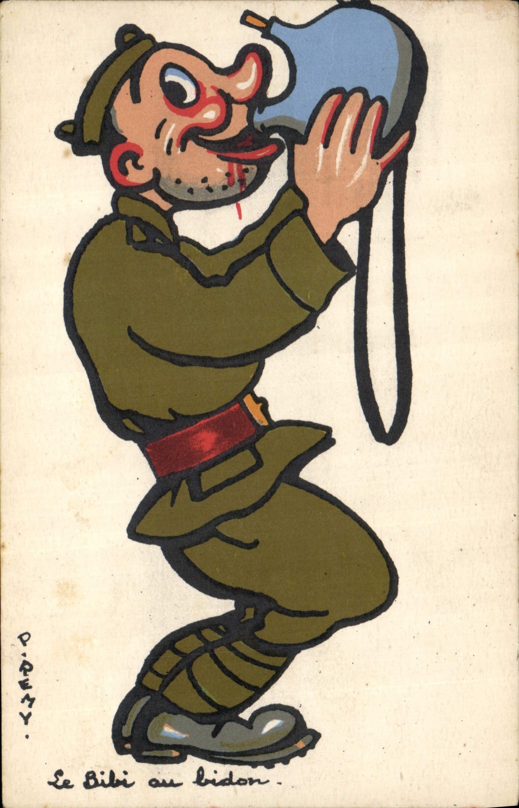 Le Bibi au bidon — caricature militaire — D. PIPETY, n° 1570