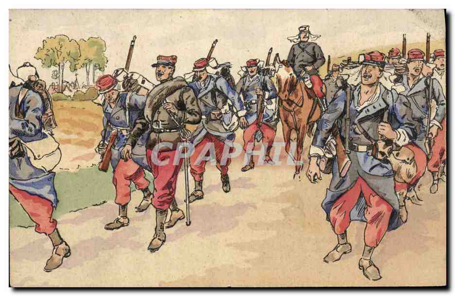 CPA Militaria En manoeuvres La chason de route