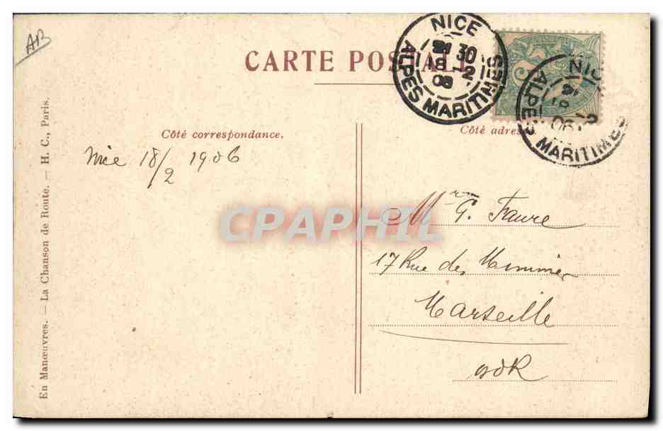 CPA Militaria En manoeuvres La chason de route — Rückseite