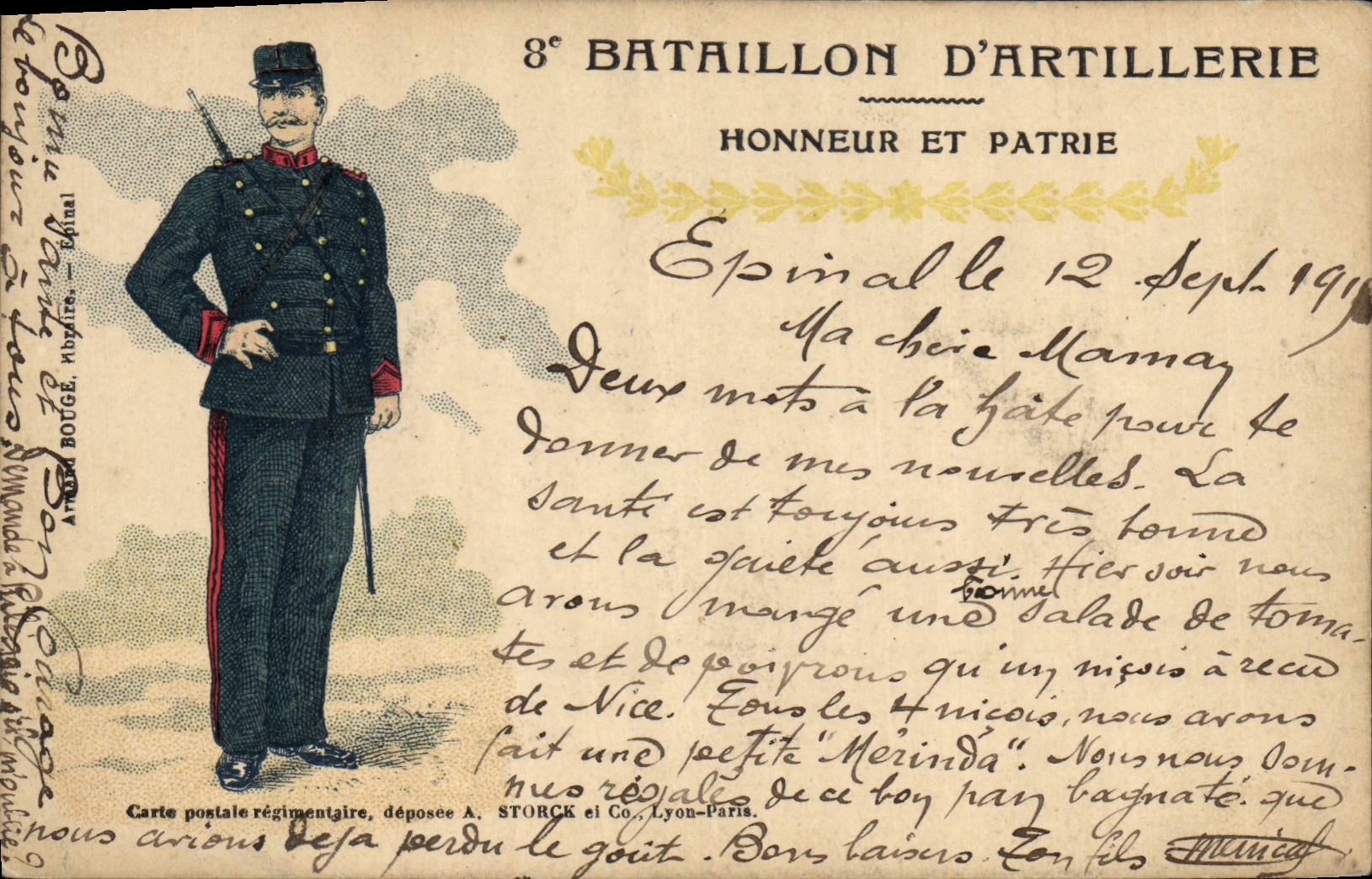 CPA Militaria 8eme Bataillon d'artillerie Honneur et Patrie 