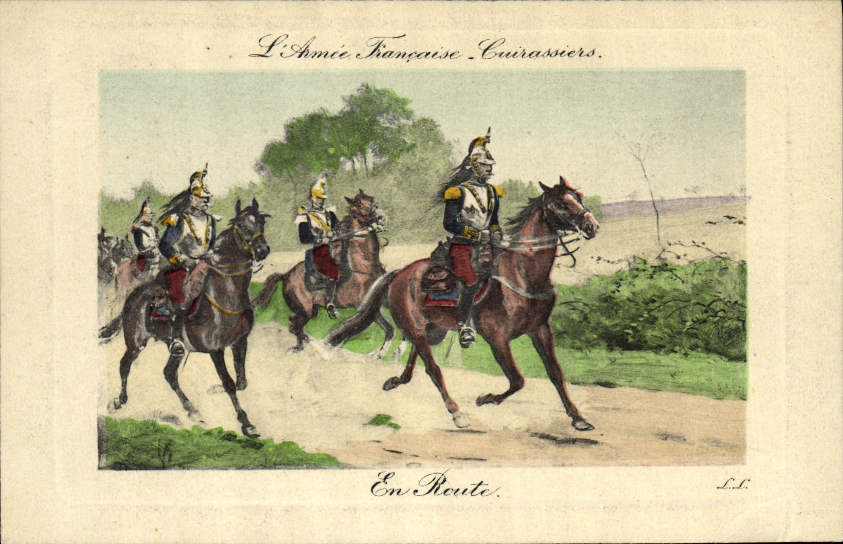 L'Armée Française Cuirassiers — En Route — L. L. (éditeur)