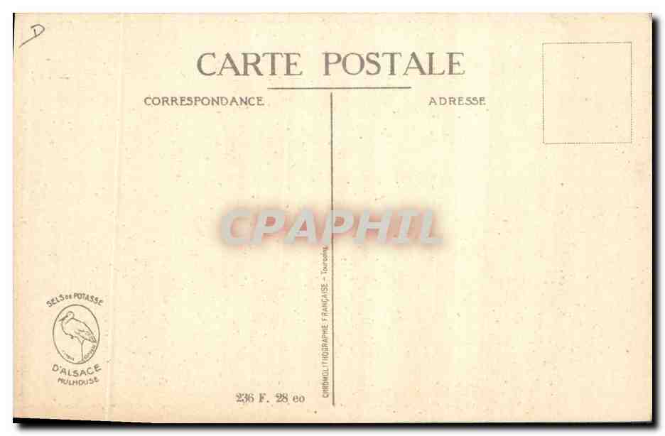 CPA Publicite Potasse d'Alsace Cigogne  — Rückseite