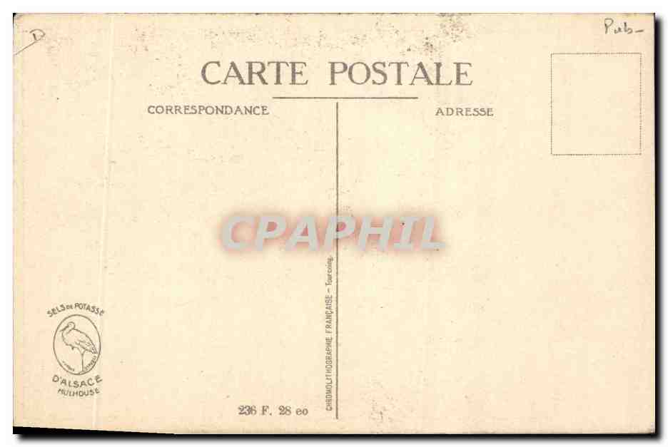 CPA Publicite Potasse d'Alsace Cigogne — Rückseite