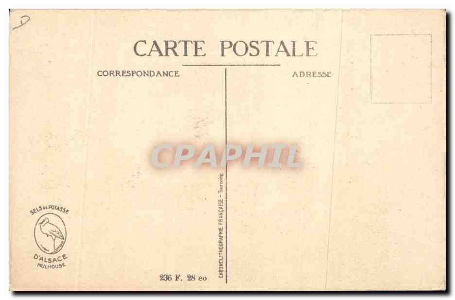 CPA Publicite Potasse d'Alsace Cigogne — Rückseite