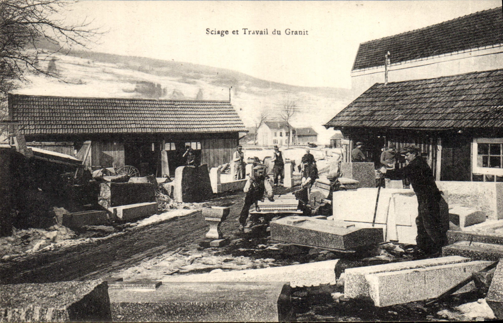 CPA Ardoisieres Sciage et travail du granit
