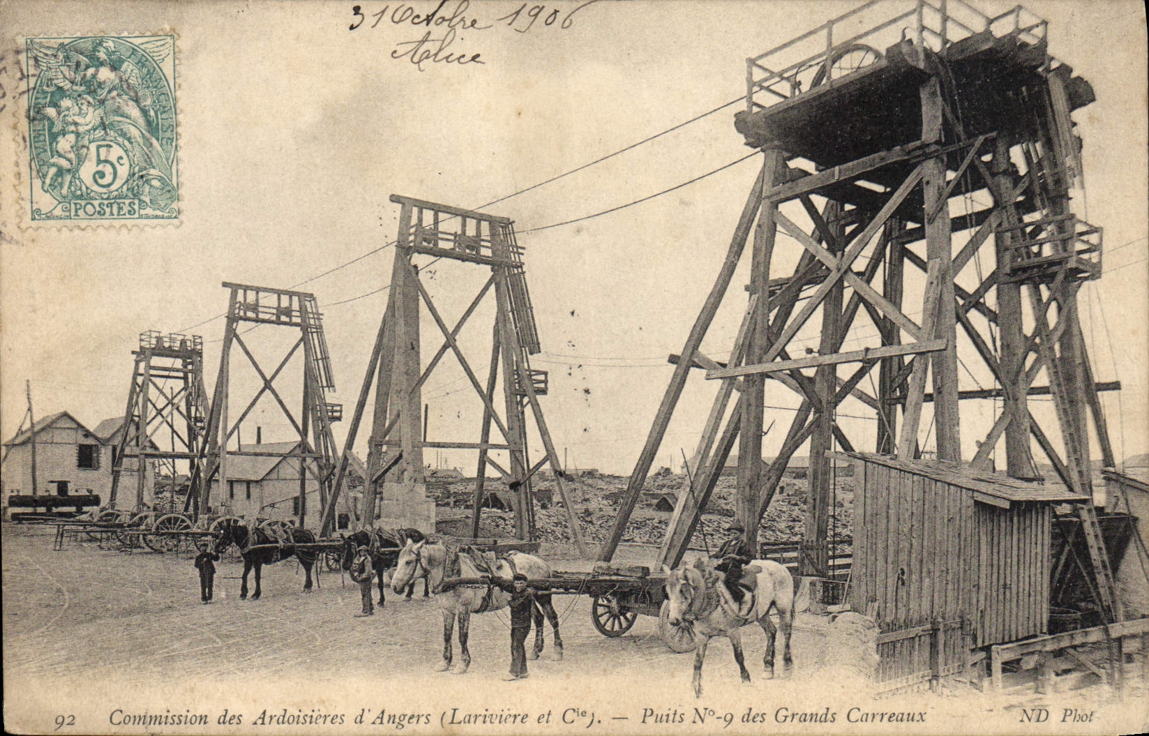 CPA Ardoisieres Commission des ardoisieres d'Angers Lariviere Puits n°9 des Grandes Carreaux