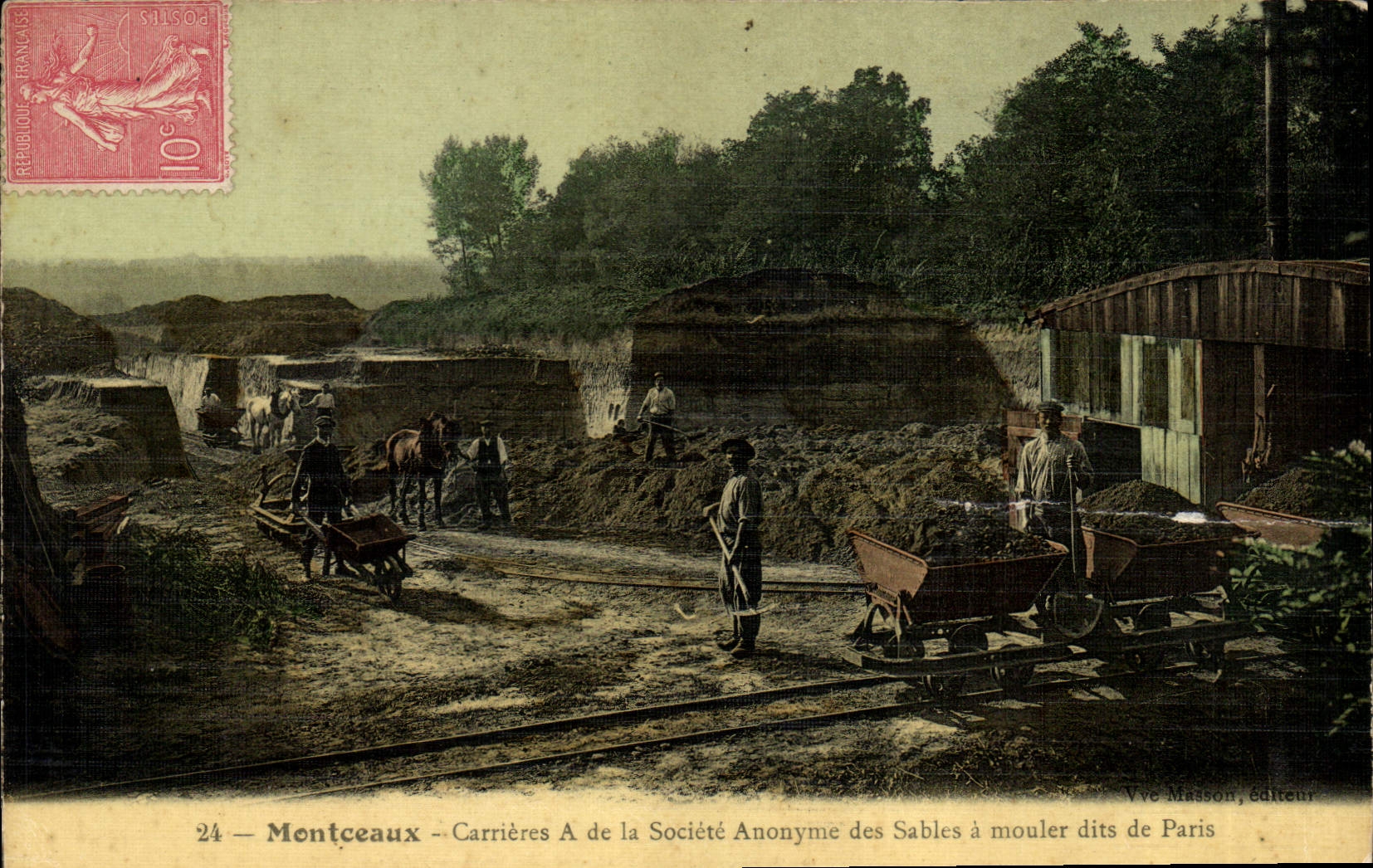 CPA Montceaux Carrieres A de la Societe Anonyme des sables a mouler dits de Paris 