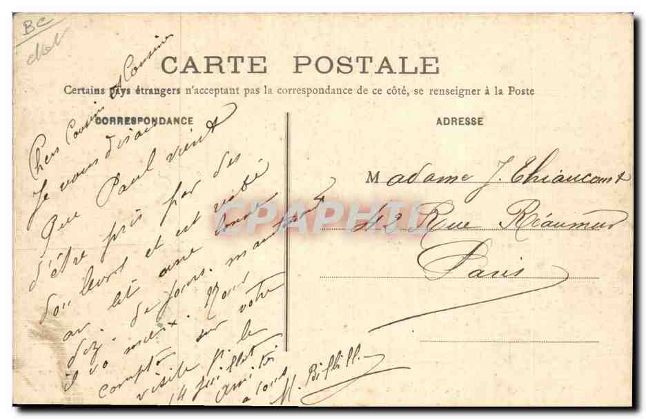 CPA Montceaux Carrieres A de la Societe Anonyme des sables a mouler dits de Paris  — Rückseite