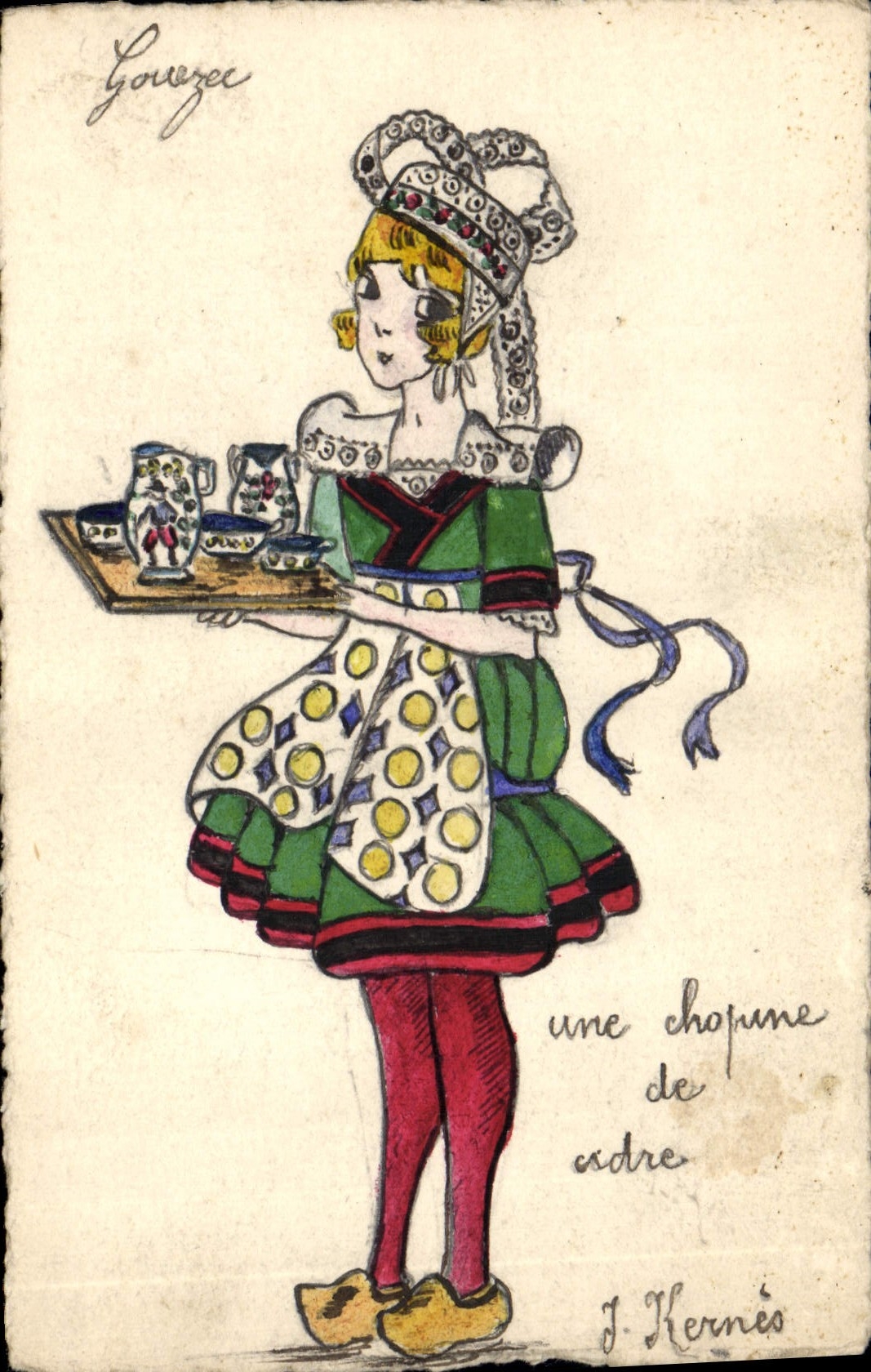 CPA Fantaisie Enfant Bretagne (dessin a la main) 