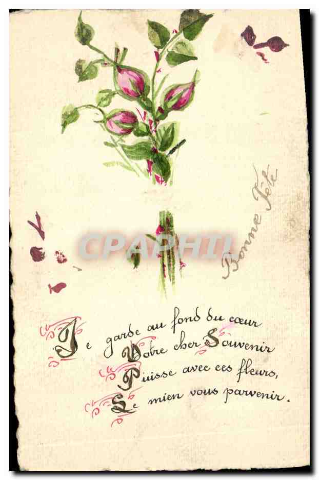 CPA Fantaisie Fleurs (dessin a la main) 