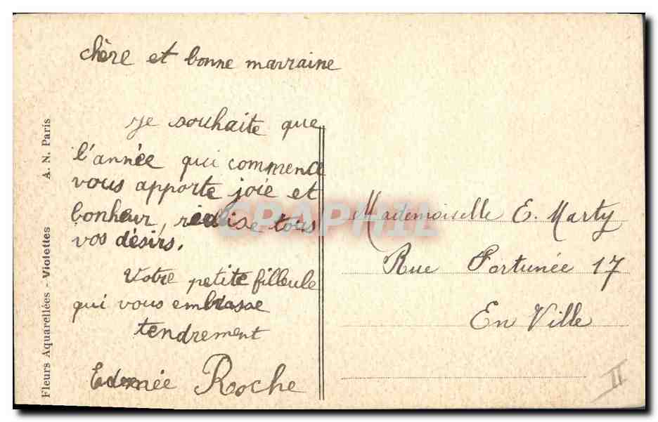 CPA Fantaisie Fleurs (dessin a la main)  — Rückseite