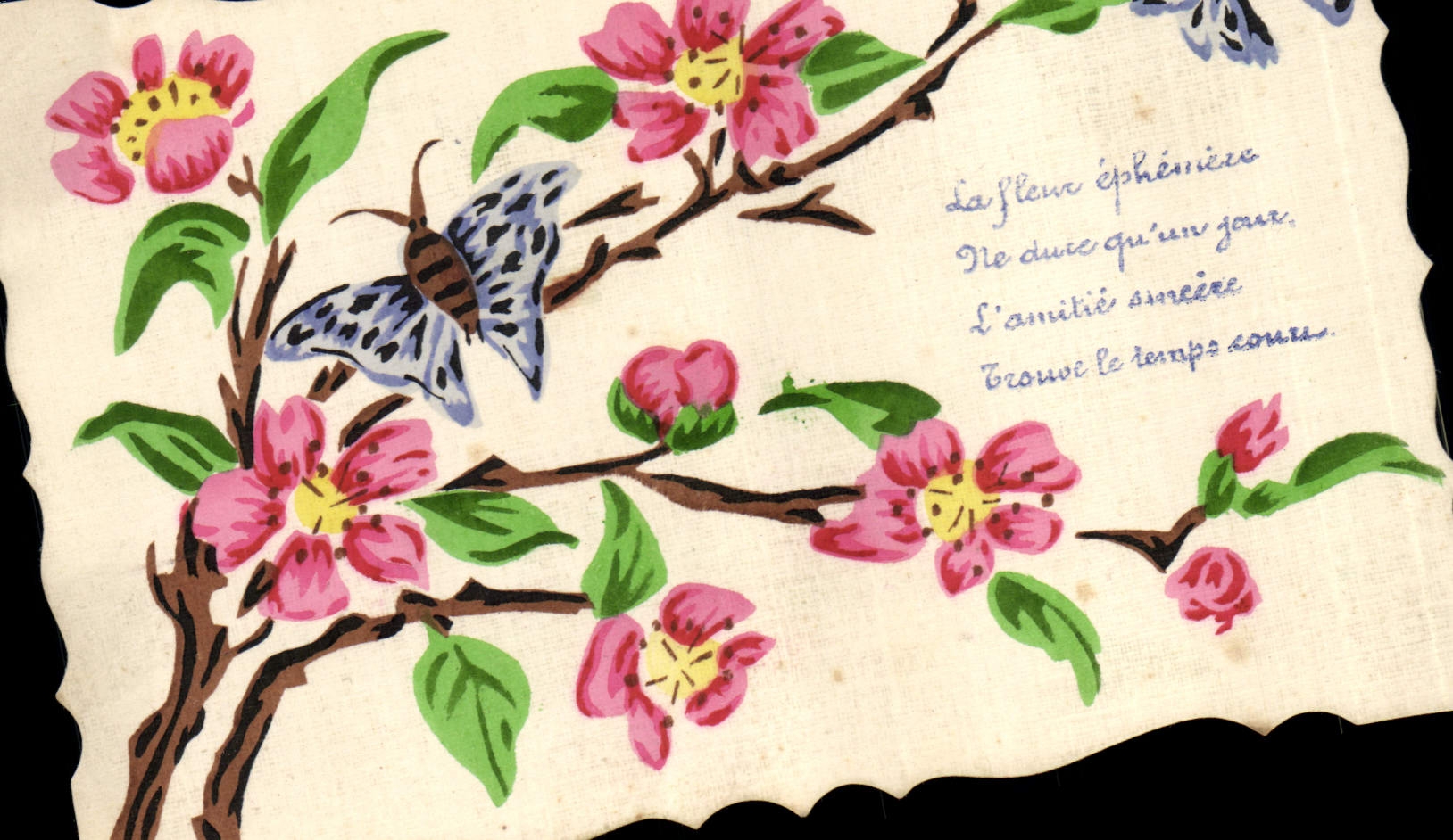 CPA Fantaisie Fleurs Papillons (dessin a la main) 