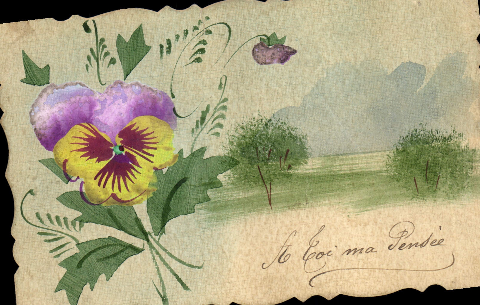 CPA Fantaisie Fleurs (dessin a la main) 