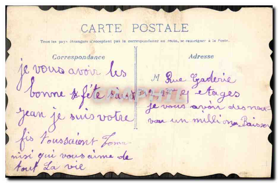 Poisson violet et jaune — paysage bucolique — Bonne Fête — Rückseite