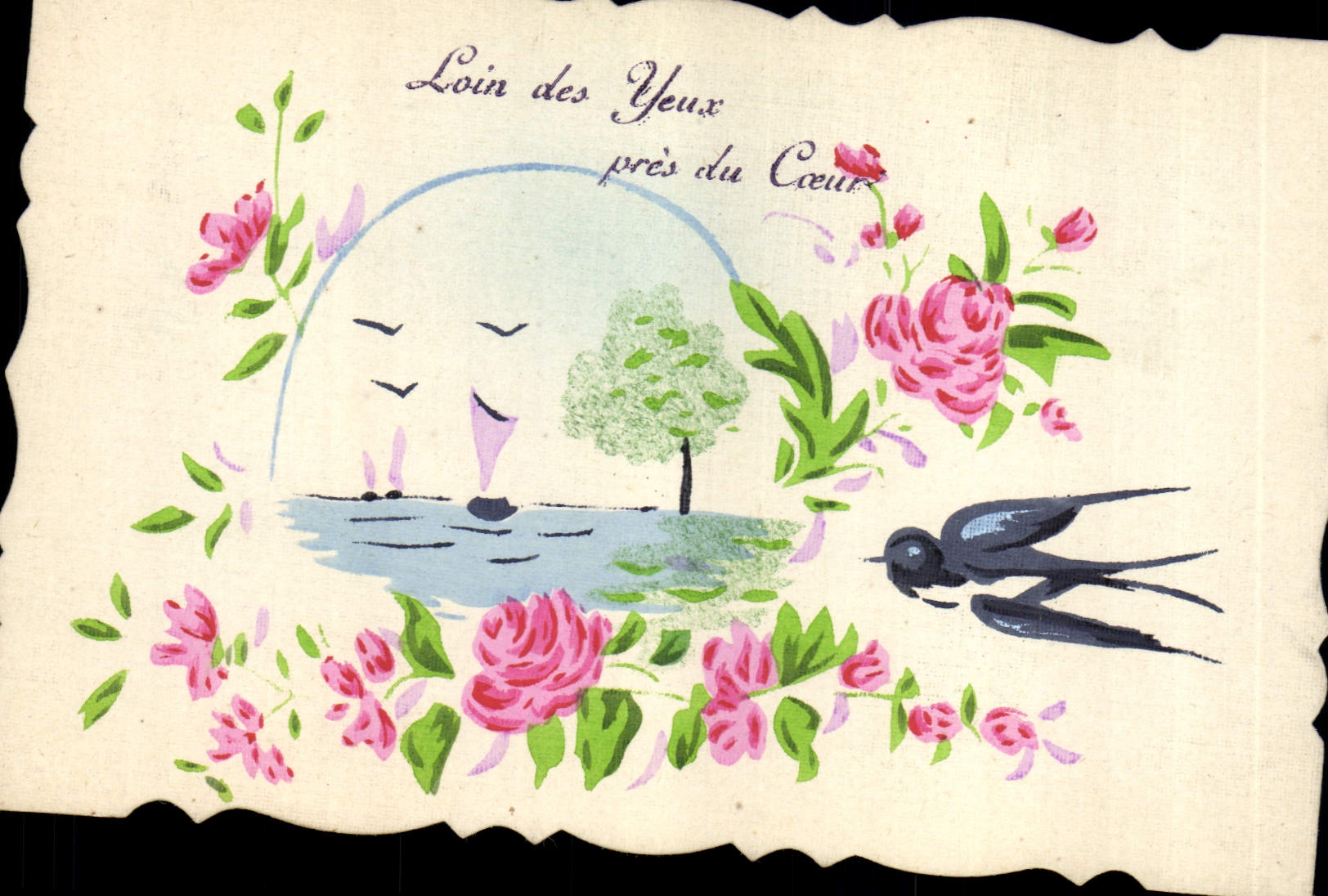 CPA Fantaisie Fleurs (dessin a la main) 