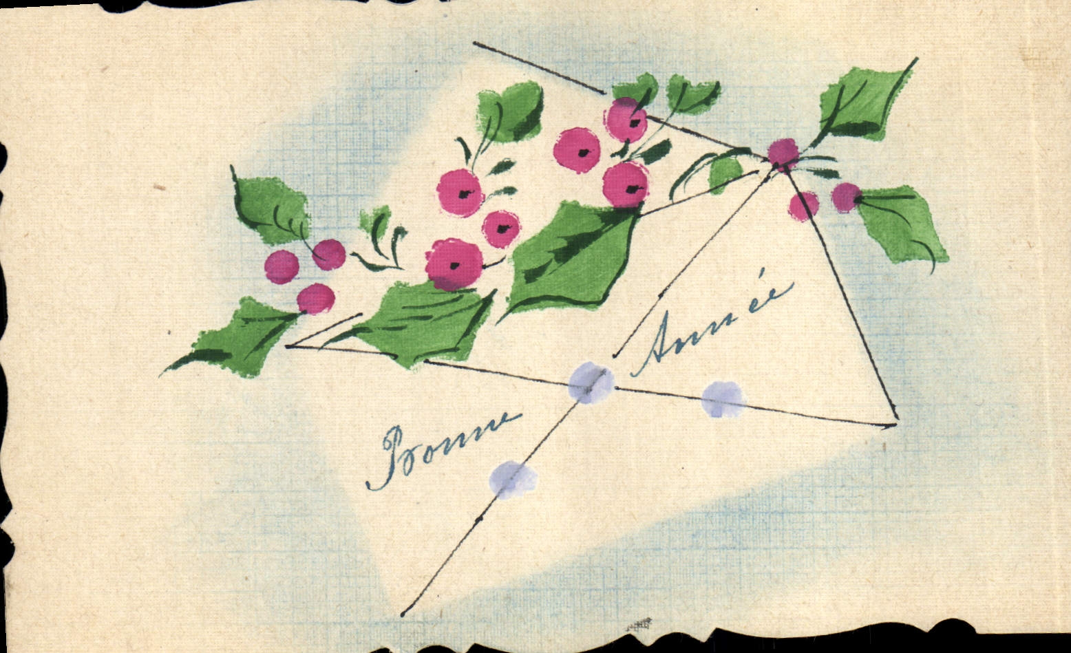 CPA Fantaisie Fleurs (dessin a la main) 