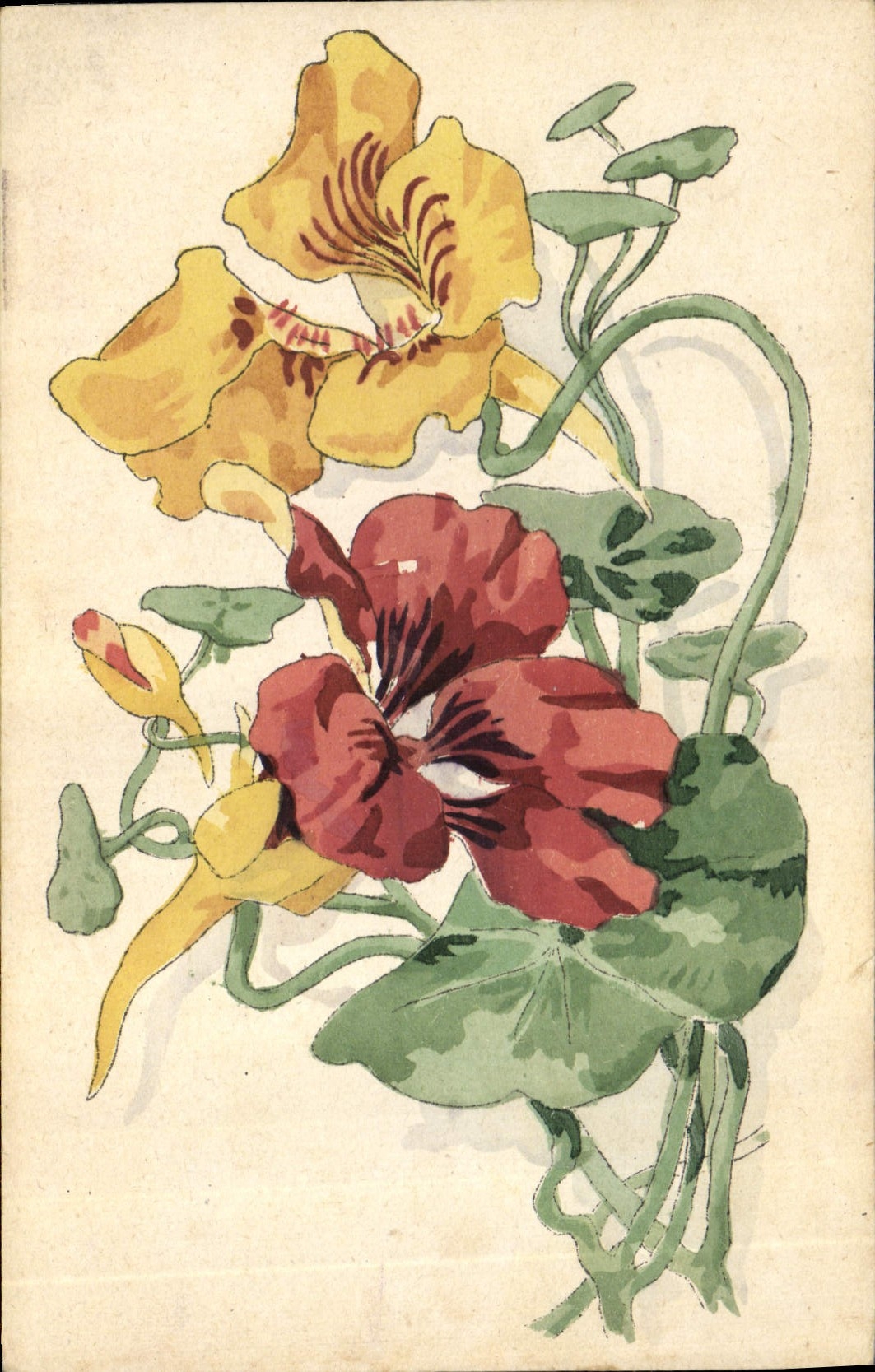 CPA Fantaisie Fleurs (dessin a la main) 