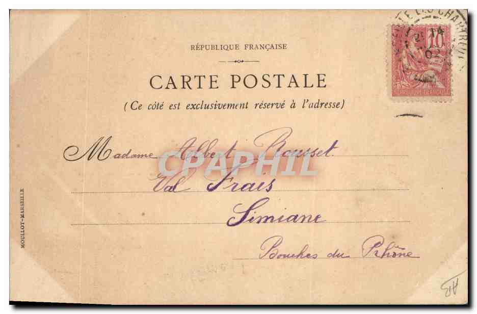 Famille de Valentin — scène de rue avec fleurs — éditeur Mouilloy-Manosille, n° non visible — Reverso
