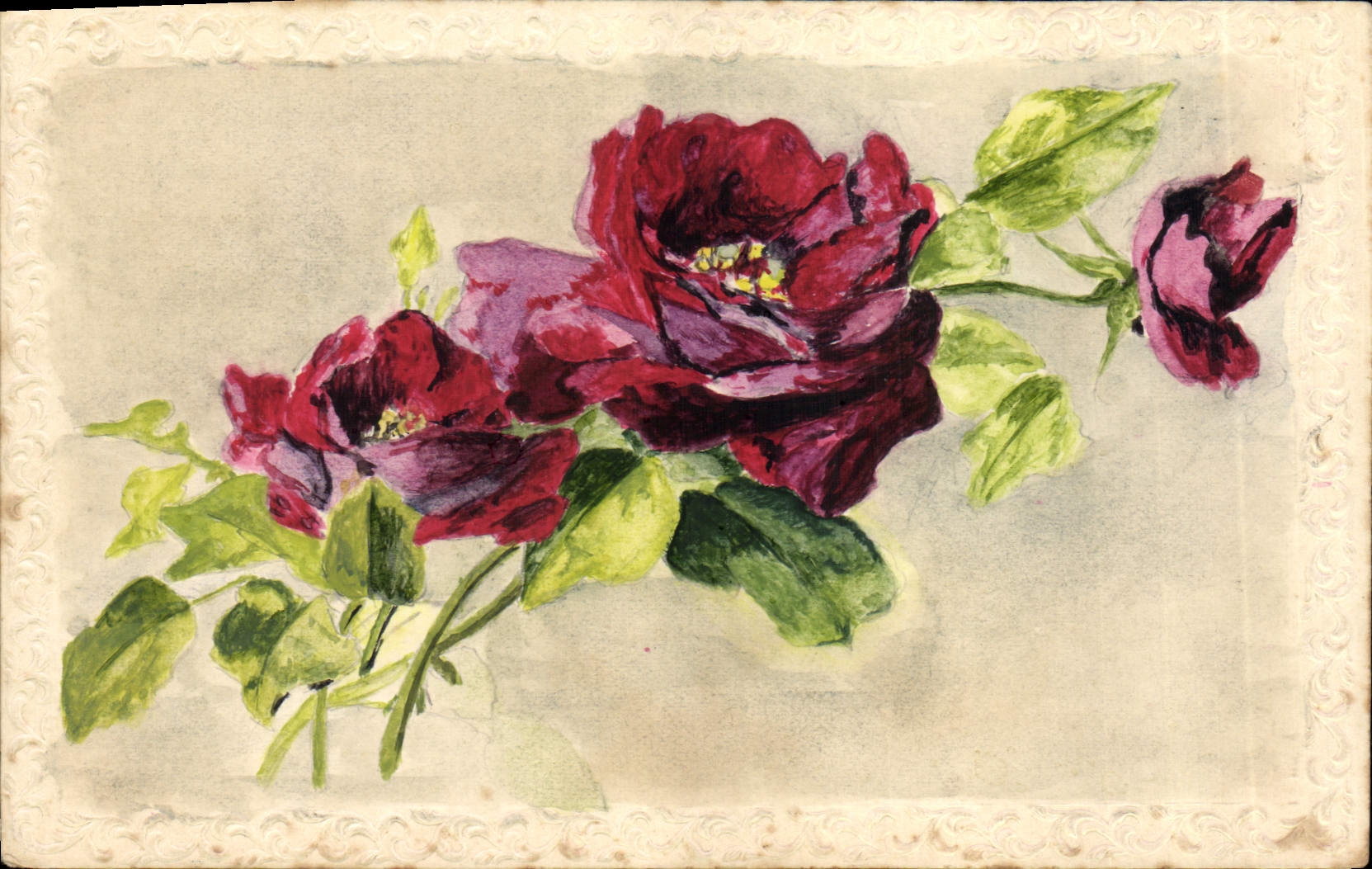 CPA Fantaisie Fleurs (dessin a la main) 