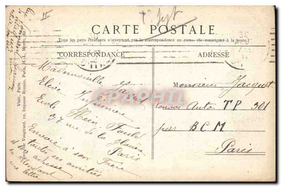CPA Ecole Hopital Heine Fould La chapelle  — Rückseite
