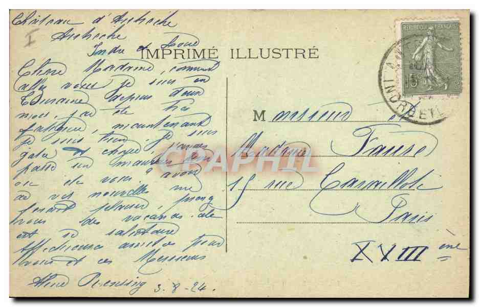 CPA Chateau de Saint Cyr du Gault — Verso