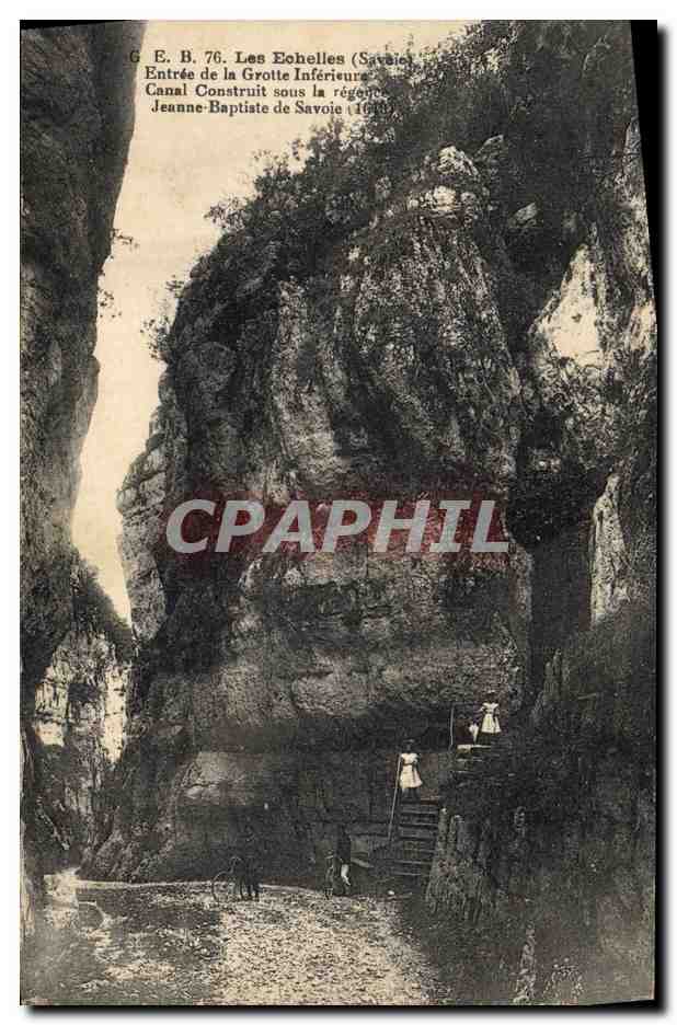 CPA Grotte Grottes Les Echelles Entree de la grotte inferieure Canal construit sous le regence Jeanne Baptiste de Savoie